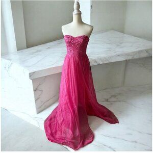LULUS Pink Beaded Strapless Prom Wedding Dress Size Small  NEW